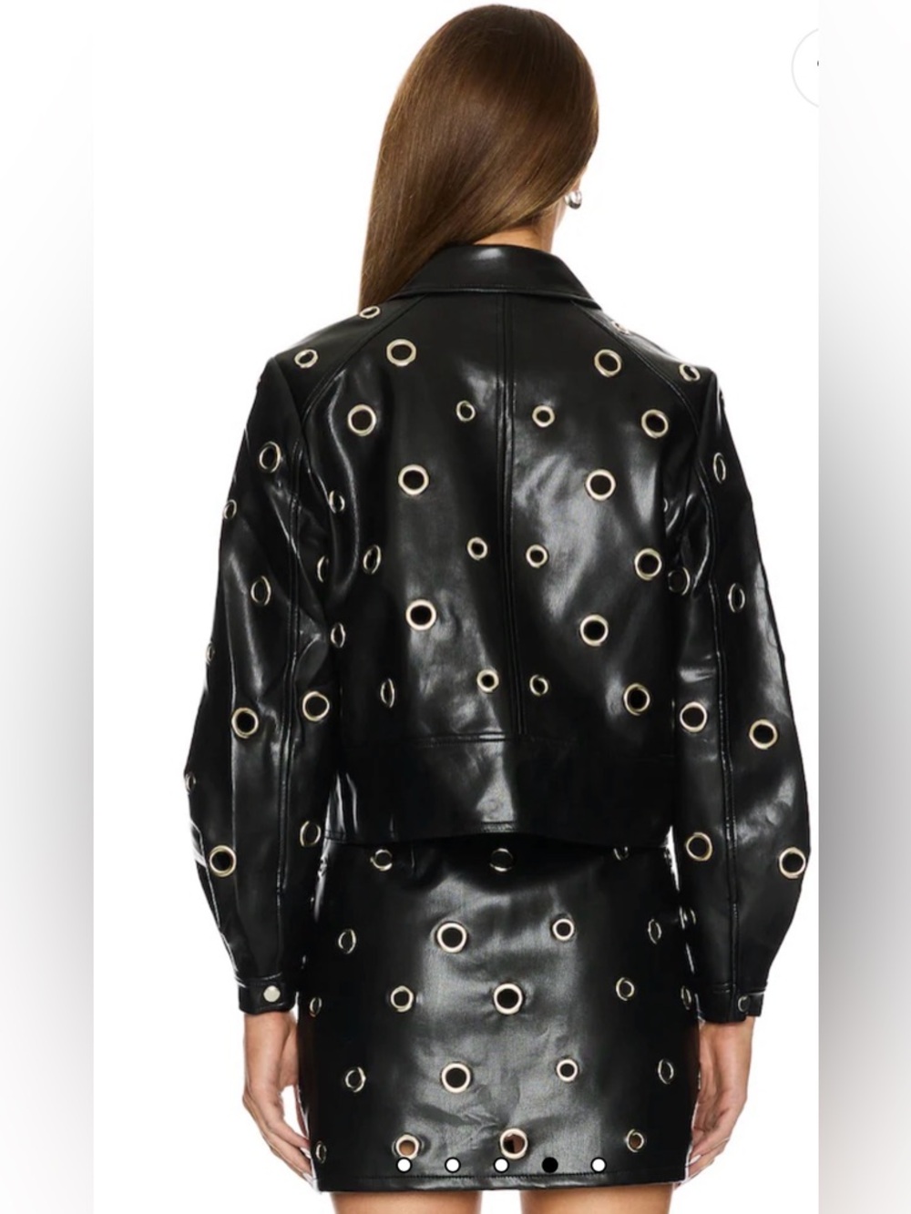 NWT Cinq a Sept Harriet Faux Leather Grommet Jacket in Black, Size Medium - Picture 2 of 11